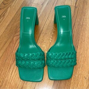 zara emerald green heels